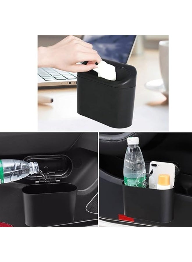 Car trash can with lid - Universal small leakproof trash can with 20 trash bags, organizer for storing accessories, front and back seat of car, office, bedroom and home (black) - Image 4